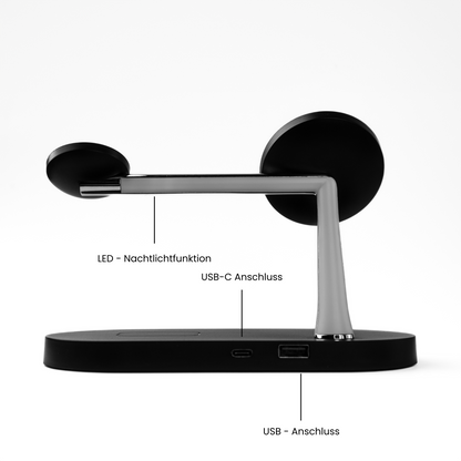 LuxCharge - 4-in-1 Kabellose Ladestation für Apple und Samsung (Android)